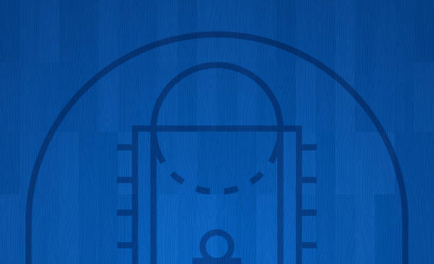 Blue Basketball Court Tournament Background Pattern Blue basketball court lines background with space for your copy. basketball stock illustrations