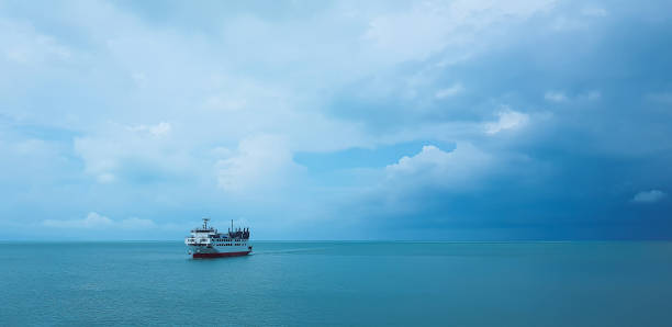 istock The ferry floating on the sea 1372962516
