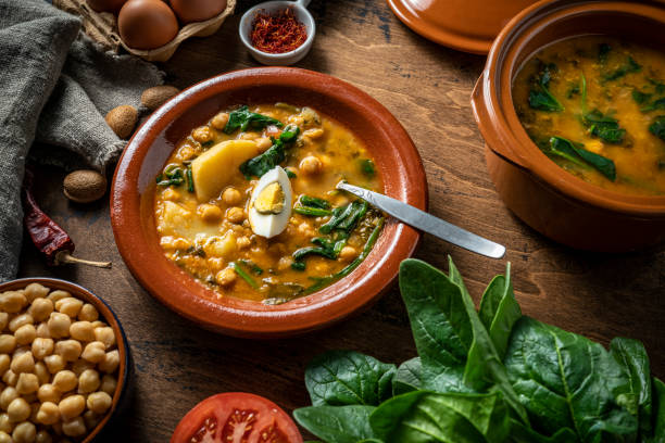 istock Potaje de garbanzos, chickpea stew spanish recipe vegetarian with spinach 1372967849