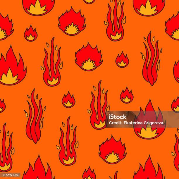 Pour Pattern Fire Seamless Pattern With Fire Flames Stock Illustration - Download Image ...
