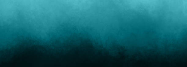 blaugrüner hintergrund dunkeltürkisfarbener farbverlauf dunstige gemalte textur mit schwarzem boden und türkisfarbener oberseite im abstrakten header-banner-hintergrunddesign - air pollution fotos stock-fotos und bilder