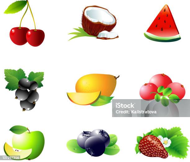 Fruits Icon Stock Illustration - Download Image Now - Apple - Fruit, Berry Fruit, Black Currant