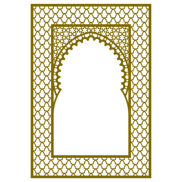 illustrazioni stock, clip art, cartoni animati e icone di tendenza di cornice rettangolare del motivo arabo. cornice riccia. - mirror ornate silhouette vector