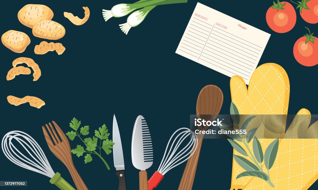Simple Background Design For Cooking Foods And Cooking Background With Copy Space Placed On A Black ...