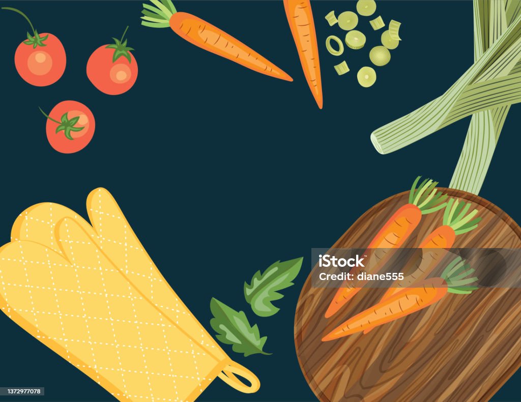 Design For Project Background Cooking Foods And Cooking Background With Copy Space Placed On A Black ...