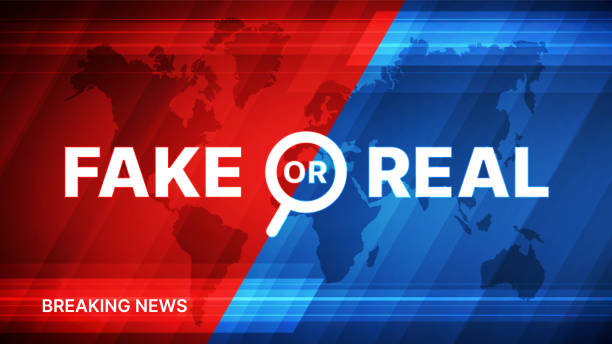 Breaking news abstract background Fake or real. Vector illustration of red and blue breaking news abstract background with glowing lines and world map for your design fake news stock illustrations