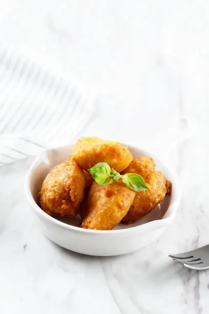 Photo of Perkedel Bondon, Popular Street Food in Bandung, West Java. Deep Fried Potato Coating with Flour