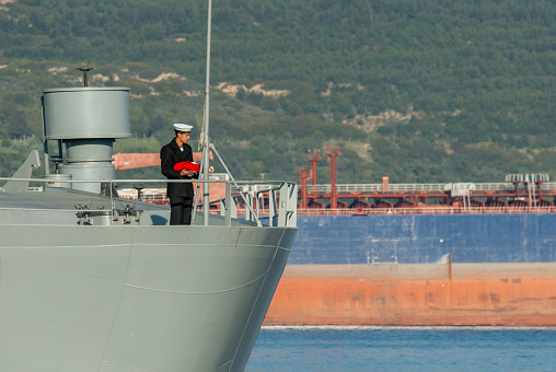 Sevastopol, Crimea - June 26, 2015: Naval base of the Black Sea Fleet. Ships of the Black Sea Fleet in the port of Sevastopol