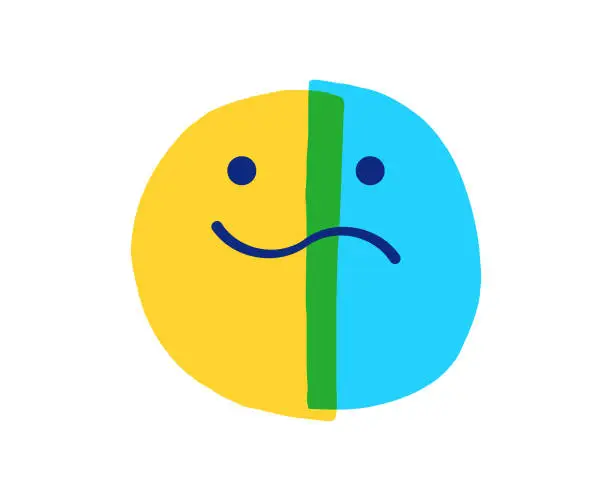 Vector illustration of Mental health emoticons happiness sadness
