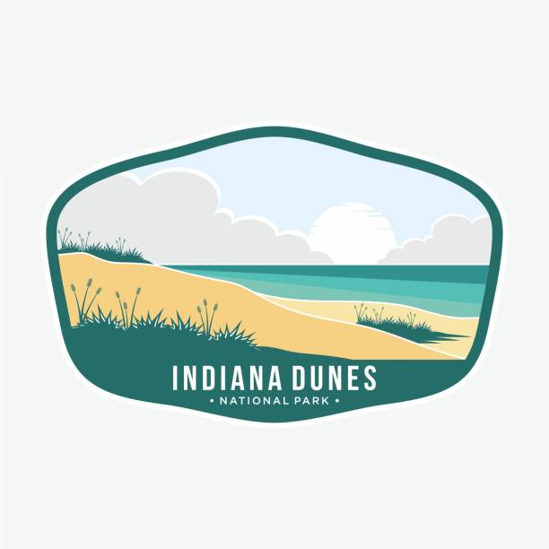 Indiana Dunes National Park Emblem patch icon illustration Indiana Dunes National Park Emblem patch icon illustration great-lakes stock illustrations