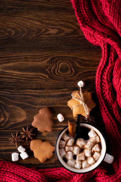 istock black coffee in a large mug with marshmallows and cookies on a wooden table 1372984809
