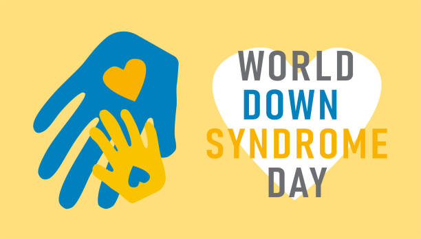 istock World Down Syndrome Day Poster. Blue yellow hands on white background. Vector illustration 1372986385