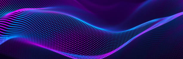 istock Abstract wave background with many glowing particles. Musical wave. Digital network background. 3D 1372988297