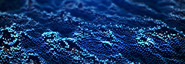istock Abstract background of glowing particles. Big data digital background. 3D rendering. 1372988301