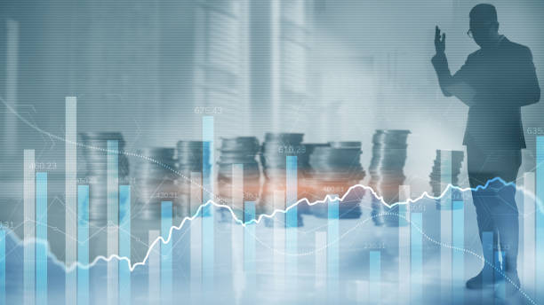 istock Universal financial background in blue for your presentation or website 1372988346