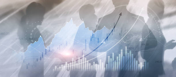 istock Virtual screen with stock market changes. Business Finance graph chart 1372988348
