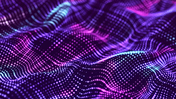 istock Abstract wave background with many glowing particles. Musical wave. Digital network background. 3D rendering. 1372988358