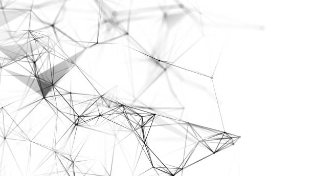 istock Abstract illustration with connected dots and lines. Digital network background. 3D rendering. 1372988675