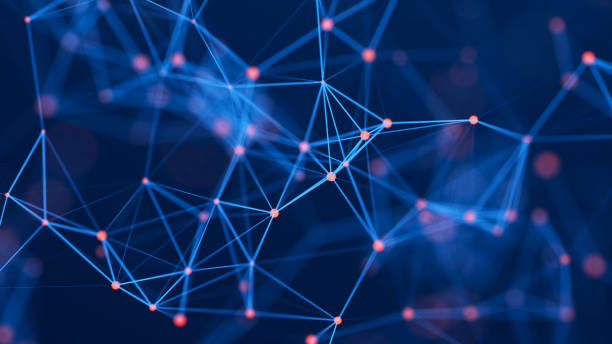 Abstract illustration with connected dots and lines. Digital network background. The concept of science, technology. 3D