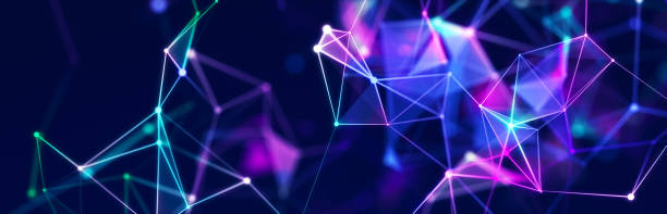 istock Musical wave. Abstract illustration with connected dots and lines. Digital network background. 3D 1372988830