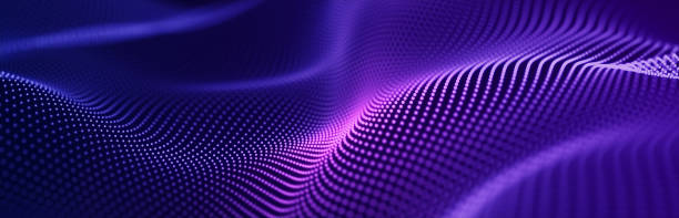 Abstract wave background with many glowing particles. Musical wave. Digital network background. 3D Abstract wave background with many glowing particles. Musical wave. Digital network background. 3D rendering. purple stock pictures, royalty-free photos & images