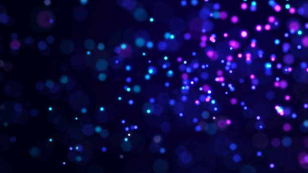 istock Beautiful illustration with glowing defocused dots. Dark abstract background of shining particles. 3D 1372988872