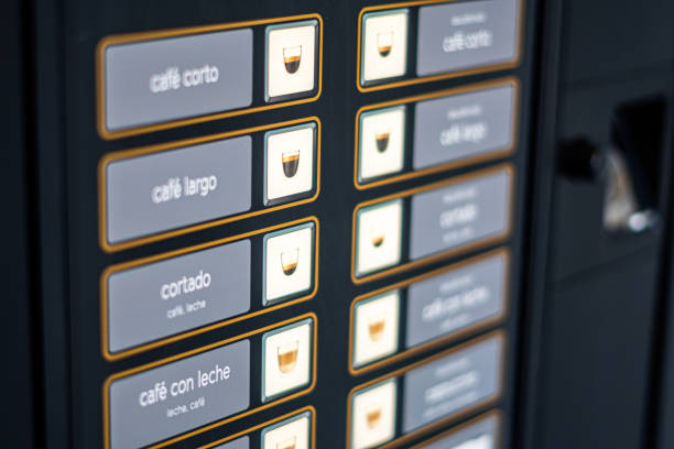 自動販売機のコーヒーセレクションボタン - vending machine 写真 ストックフォトと画像