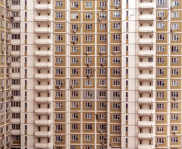Facade of an apartment building as background.