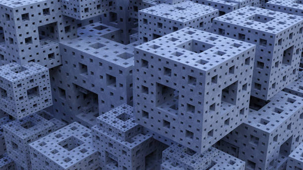 square structure futuristic cubes geometric shapes menger sponge background 3D illustration
