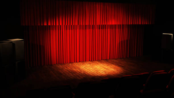 istock abstract background of empty stage and red curtain ,3D illustration rendering 1373001201