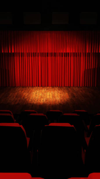 istock abstract background of empty stage and red curtain ,3D illustration rendering 1373001239