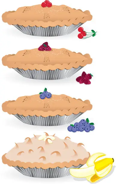 Vector illustration of Four Pies