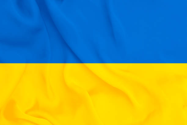 National flag of Ukraine stock photo