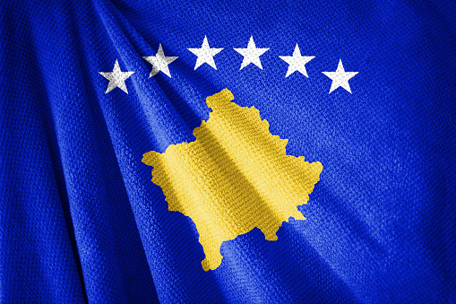 Kosovo flag on towel surface illustration with, country symbol
