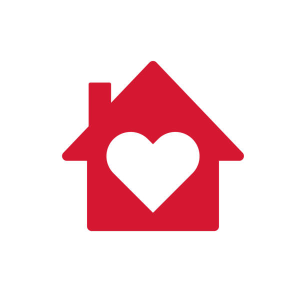 heart symbol and house. affection. vectors. - konut stock illustrations