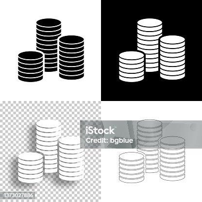 istock Stack of coins. Icon for design. Blank, white and black backgrounds - Line icon 1373027886