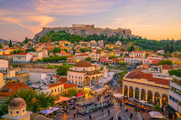 istock Downtown Athens city skyline in Greece at sunset 1373029489