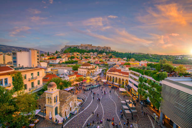 istock Downtown Athens city skyline in Greece at sunset 1373029507