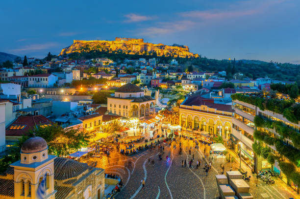 istock Downtown Athens city skyline in Greece at sunset 1373029511