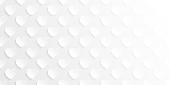 Modern and trendy abstract background. Seamless texture with heart patterns for your design (colors used: white, gray). Vector Illustration (EPS10, well layered and grouped), wide format (2:1). Easy to edit, manipulate, resize or colorize.