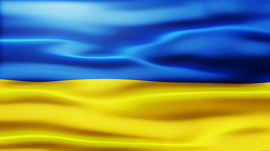 Ukraine flag silk waving 3d render illustration walllpaper