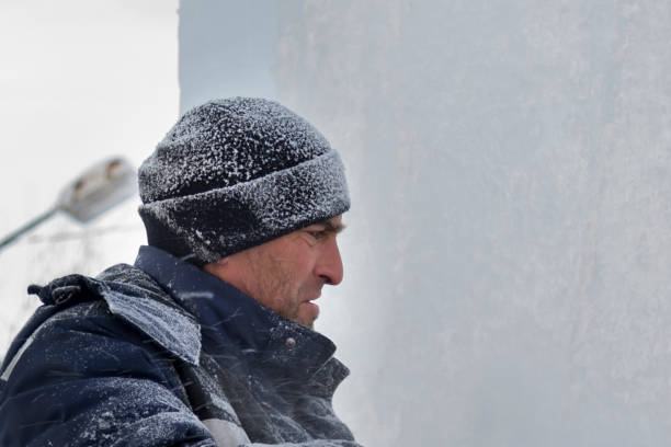 istock Portrait of the installer at the ice panel 1373041977