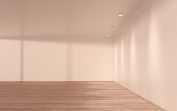 istock Empty room with wooden floor, 3d rendering. 1373047071