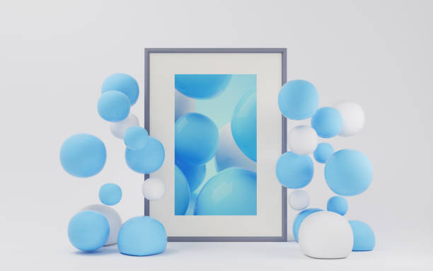 istock Soft balls and decorative picture, 3d rendering. 1373047906