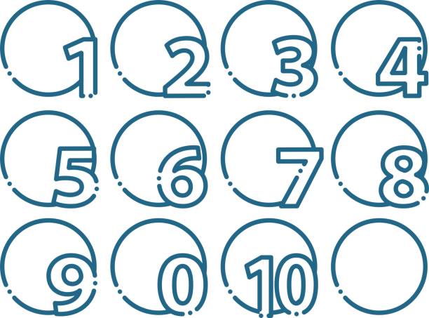 ilustrações de stock, clip art, desenhos animados e ícones de round frame icon with numbers arranged in order / illustration material (vector illustration) - isolated on white white background six objects group of objects