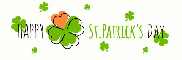 Vector illustration of happy st. patrick's day, wide vector card or social media header