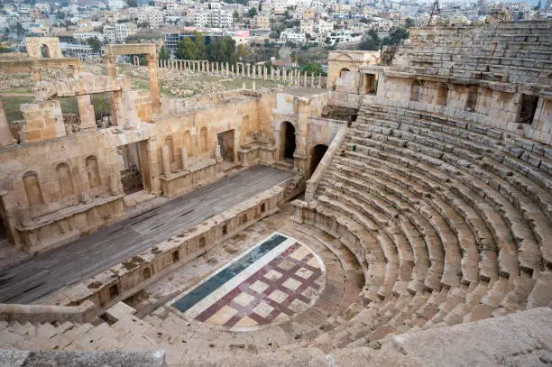 The Northern theatre in the ancient Roman city of Jerash, Jordan