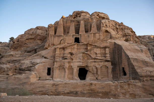 Facades Street caves in the ancient city of Petra City, Jordan Petra, famous historical and archaeological site