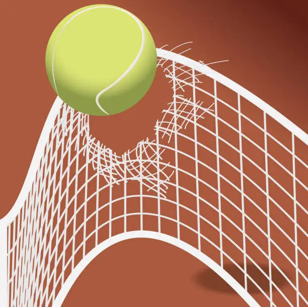 Vector illustration of Tennis Ball Ripping through Net