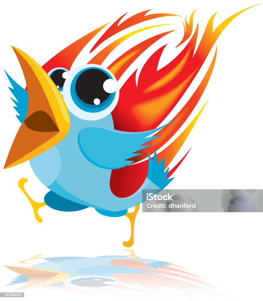 Twitter Bird im Fire - Lizenzfrei Feuer Vektorgrafik